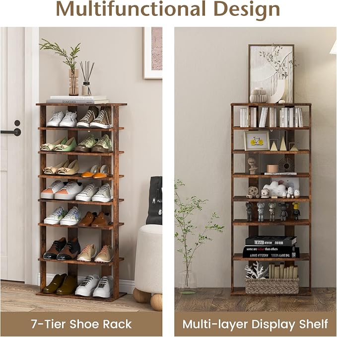 Tangkula 8-Tier Vertical Shoe Rack, Space-Saving Corner Shoe Organizer - Image 5