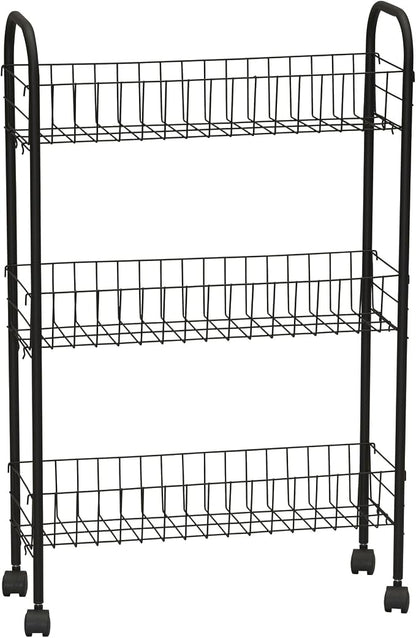 Household Essentials Matte Black Slim, 3 Shelf Storage Cart by HouseholdEssentials