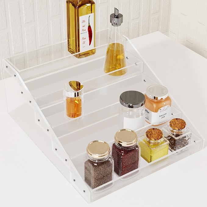 WUIVIUT Spice Rack Organizer For Cabinet, 3 in/Tier Acrylic Tiered Spice Shelf by WUIVIUT
