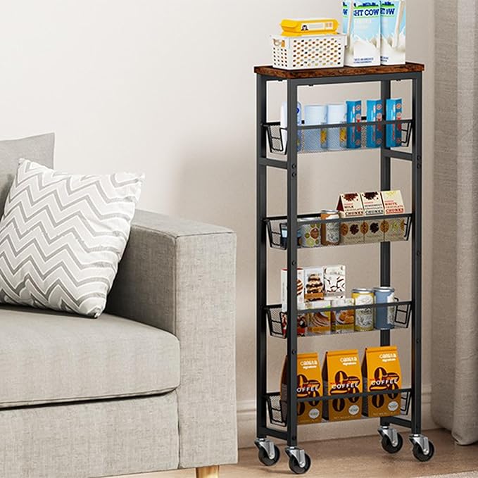 Honest Slim Storage Cart 4-Tier Slim Rolling Cart - Image 5