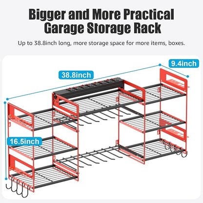 CCCEI Red Power Tool Organizer Wall Mount, Large Tools and Battery Storage Rack - Image 5