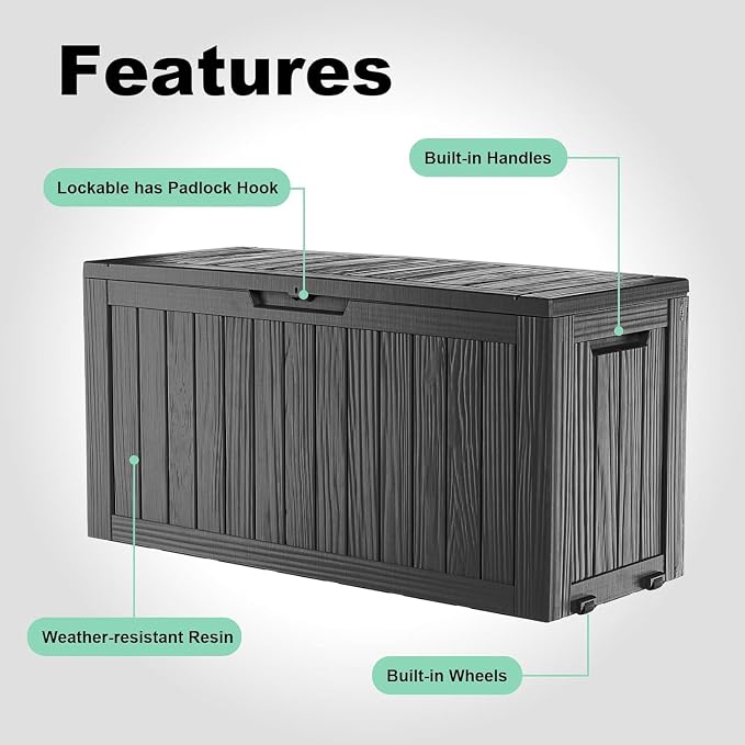 90 Gallon Waterproof Outdoor Storage Box, Deck Boxs - Image 5