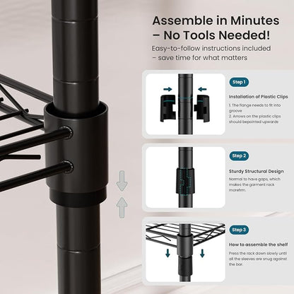 Metal Garment Racks Heavy Duty Clothes Rack Adjustable Freestanding Expandable - Image 4