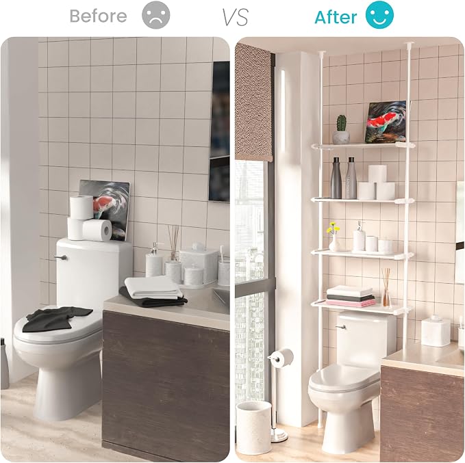 Home Zone Living Over-the-Toilet Organizer Bathroom Storage Organizer | - Image 3
