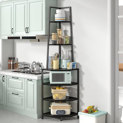 VECELO 6 Tier Corner Shelf 69 Inch Industrial Bookshelf - Image 8