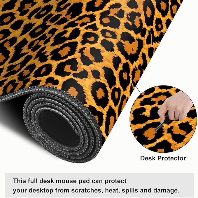 Leopard Print Mouse Pad – Large Extended Desk Mat 31.5 x 11.8 in– Bold Cheetah - Image 4