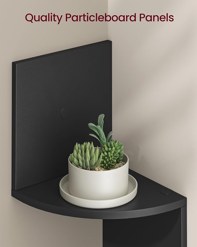 VASAGLE Corner Shelves Wall Mount, 4-Tier Floating Bookshelves, Ink Black - Image 6