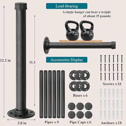 Cast Iron Wall Mounted Clothes Rack, Heavy Duty Industrial Pipe Clothing Rack - Image 2