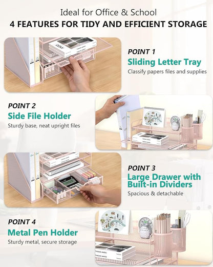 WALI Desk File Organizer, 4 Tier Desktop Paper Letter Tray Organizer - Image 4