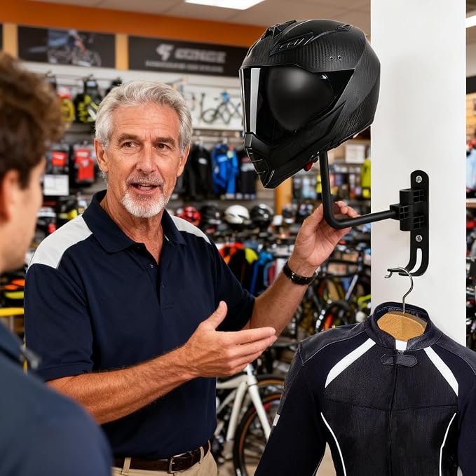 Motorcycle Helmet Holder, Adjustable Wall Mounted Display Hook, Helmet Mount - Image 3