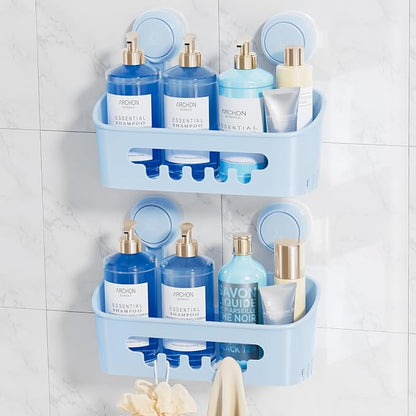 LEVERLOC Shower Caddy Suction Cup 2 Pack, Shower Organizer Removable Bathroom by LEVERLOC