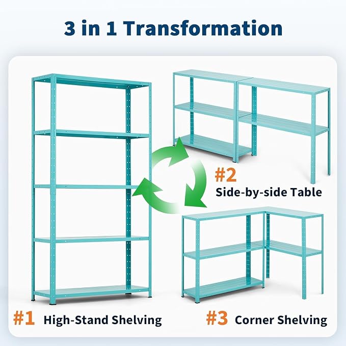 Storage Shelves, Heavy Duty 5-Tier Shelf Organizer & Adjustable Garage Shelving - Image 6