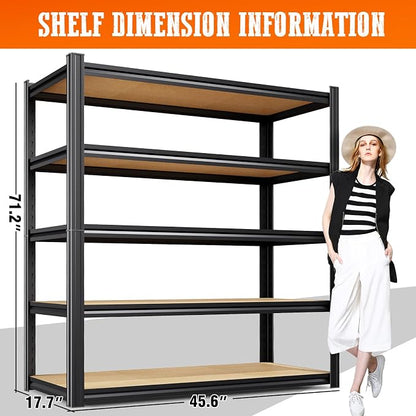 6 Pack Garage Shelving Heavy Duty Storage Shelves, Metal Adjustable Shelving - Image 3