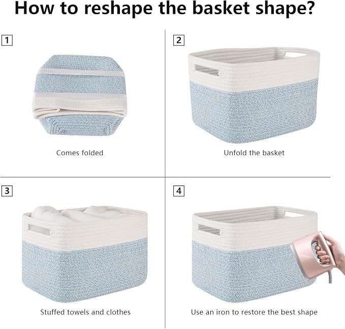 OIAHOMY 4 Pack Storage Baskets for Organizing, Basket for Shelves - Image 7