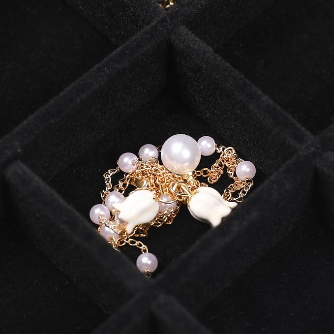 Frebeauty 24 Grid Earring Organizer, Small Velvet Jewelry Tray - Image 6