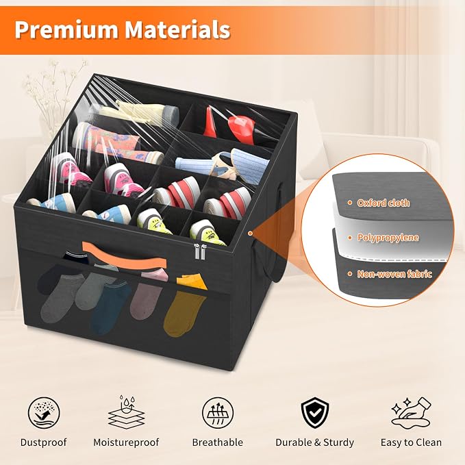 Aokeyee 2 Pack Shoe Organizer for Closet, Foldable Shoe Storage Organizer Box - Image 3