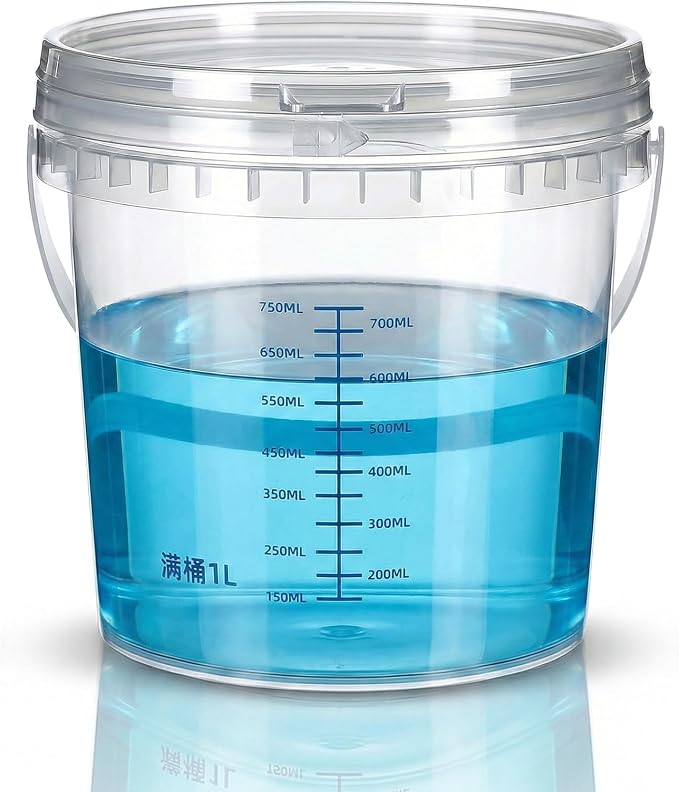 Small Bucket with Lid, 0.3gal PP Clear Bucket with Graduated Pail Measuring by Unknown