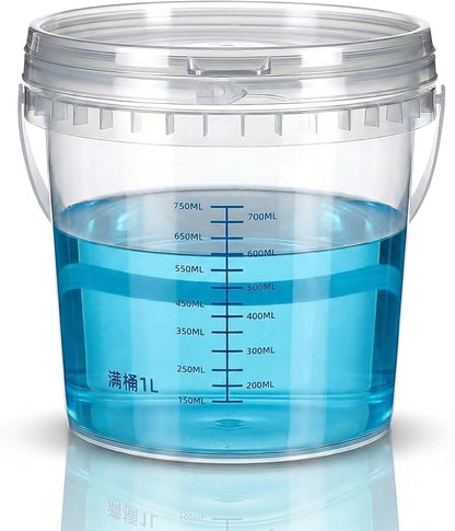 Small Bucket with Lid, 0.3gal PP Clear Bucket with Graduated Pail Measuring by Unknown