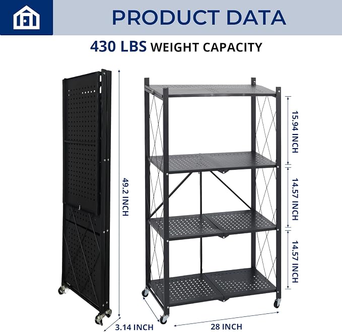 4 Tier Foldable Storage Shelf - Image 3