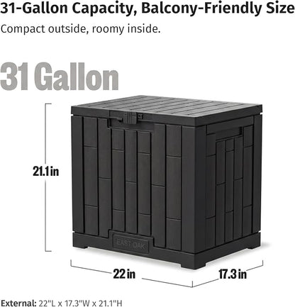 EAST OAK 31 Gallon Outdoor Storage Box, Waterproof Deck UV-Resistant Resin Bin - Image 9