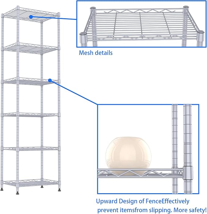 REGILLER 6 Wire Shelving Steel Storage Rack Adjustable Unit Shelves - Image 7