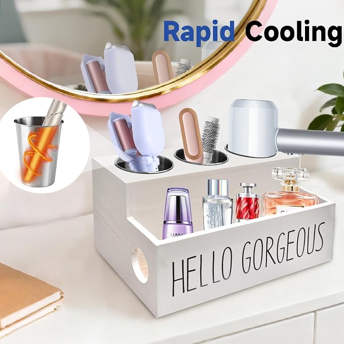 Wooden Hair Tool Organizer, Hair Dryer Holder - Image 6