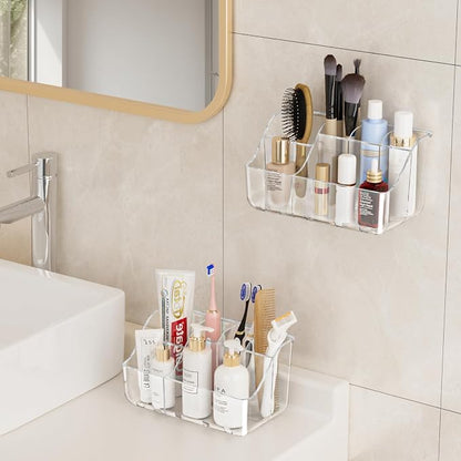 Clear Toothbrush Holders for Bathroom Organizers and Storage, Wall-Mounted by Sotfamily