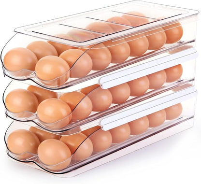 Egg Holder for Fridge, Automatically Rolling Egg Container for Refrigerator by RoskDeewat