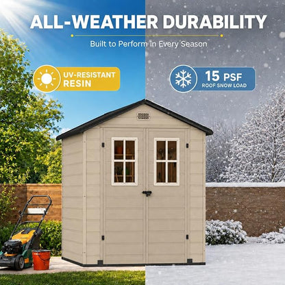 DWVO 6x4.4 FT Outdoor Storage Shed, Plastic Garden Tool Shed - Image 8