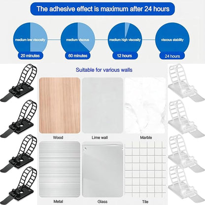 Adjustable 3M Adhesive Cable Management Clips 100Pcs, Large self Adhesive Cable - Image 7