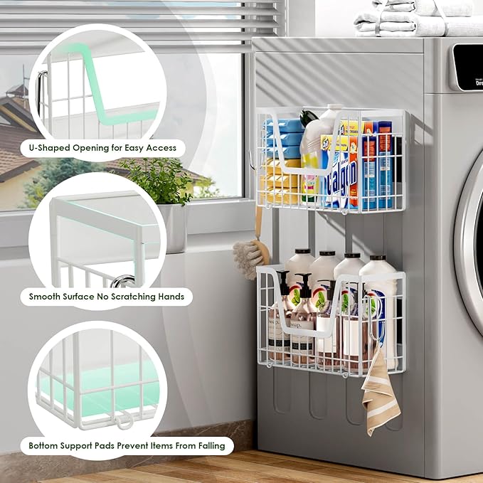 4 Pack Magnetic Shelves For Fridge, Veggie Onion Potato Wire Storage Basket for - Image 4