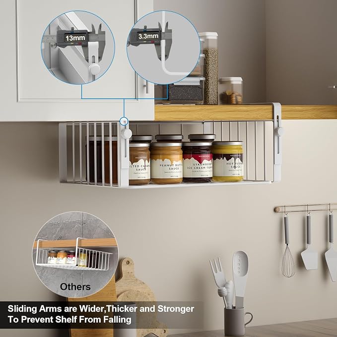 2Pack Under Shelf Basket Organizer, Adjustable Hanging Holder Storage - Image 4