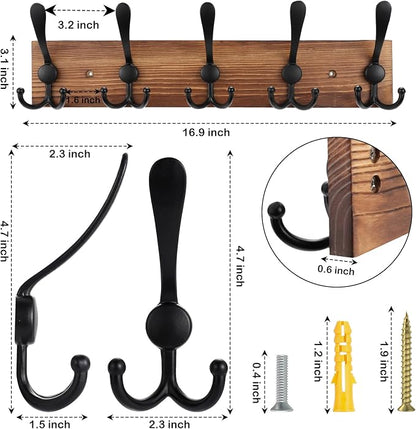Coat Rack Wall Mount Wooden Hat Rack - Image 2