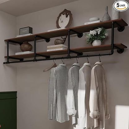 Clothes Rack 72in, Wall Mounted Garment Rack by INDUSTRIALSHELVESDESIGN