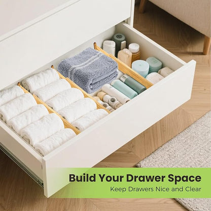 Fyvva Drawer Divider, Adjustable Bamboo Kitchen Drawer Organizer, Spring Loaded - Image 7