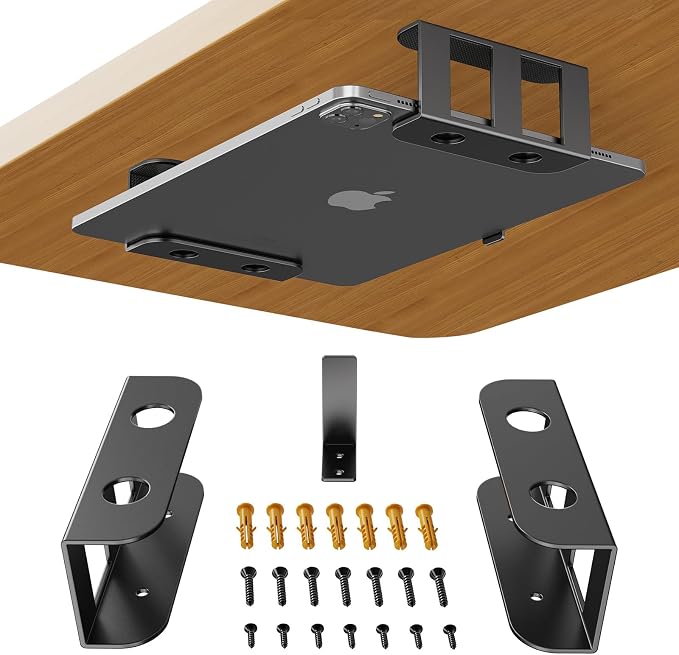 BYMECOST Under Desk Laptop Mount, Metal Under Desk Storage Holder, by BYMECOST