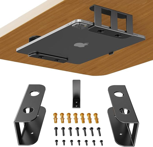 BYMECOST Under Desk Laptop Mount, Metal Under Desk Storage Holder, by BYMECOST