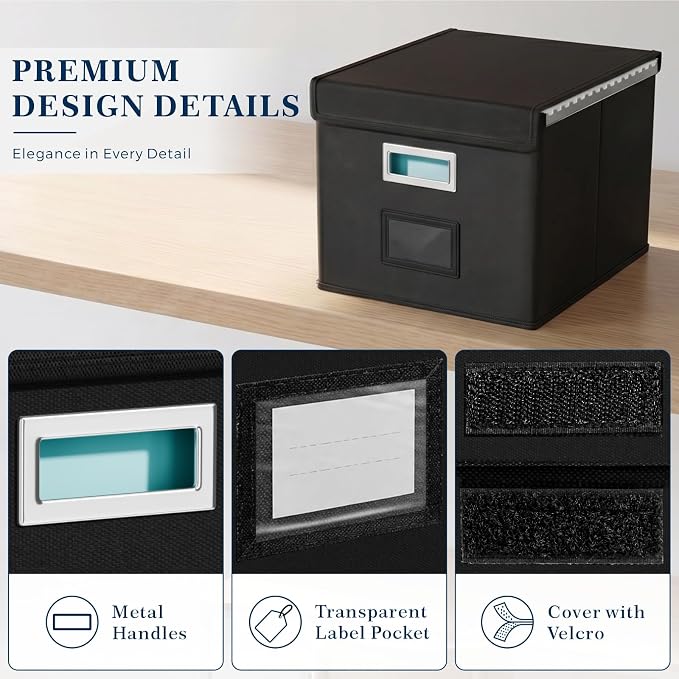 File Organizer Box with Lids, Collapsible File Folder Organizer | File Box with - Image 6