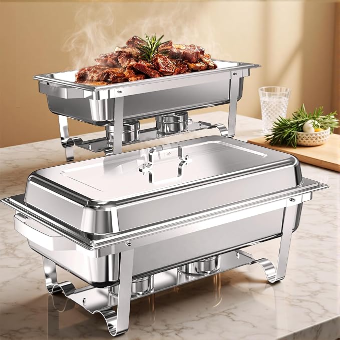 Chafing Dishes for Buffet 2 Pack, 11QT Stainless Steel Food Warmers for Parties by NewKitchenOfficial