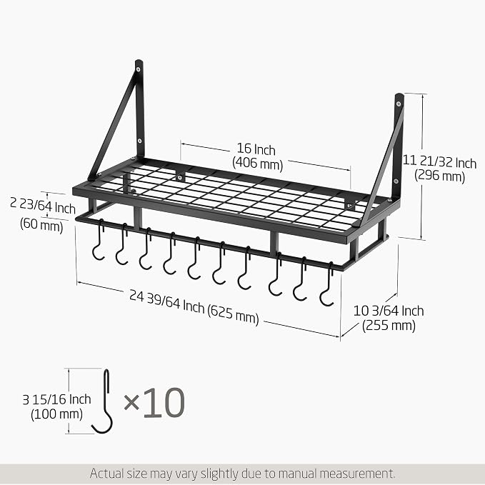 KES 24 Inch Kitchen Pot Pan Rack Wall Mounted Hanging Storage Organizer Wall - Image 6