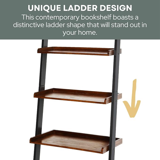 Convenience Concepts French Country Bookshelf Ladder, Dark Walnut / Black - Image 7
