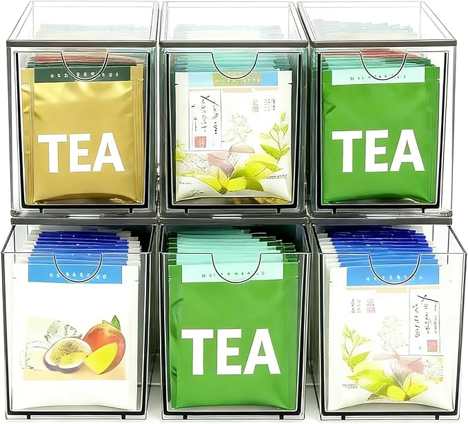 4 Pack Stackable Tea Bag Storage Organizer Drawers – Clear Acrylic Tea Bag - Image 8