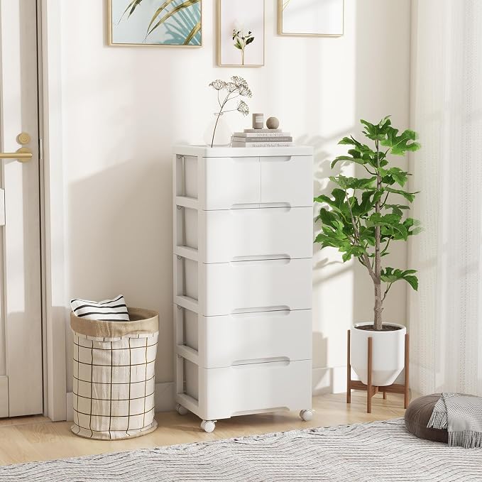 LOKO 6-Drawer Plastic Rolling Storage Cart | Mobile Storage Cabinet | Vertical - Image 2