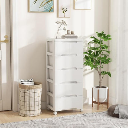 LOKO 6-Drawer Plastic Rolling Storage Cart | Mobile Storage Cabinet | Vertical - Image 2
