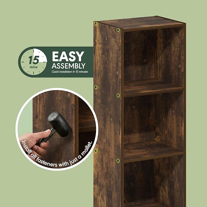 Furinno PASIR Book Shelf, 3-Tier Bookshelf, Open Storage Shelf Bookcase - Image 4