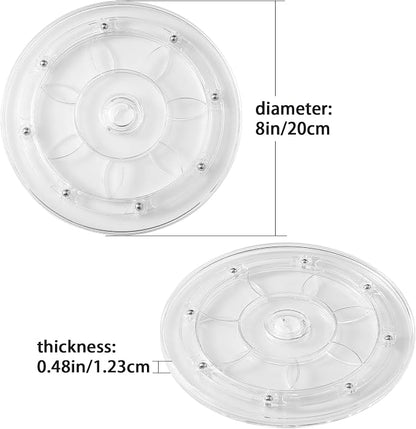 8-Inch Clear Acrylic Lazy Susan Turntable Organizer, 360° Ball Bearing Rotating - Image 2