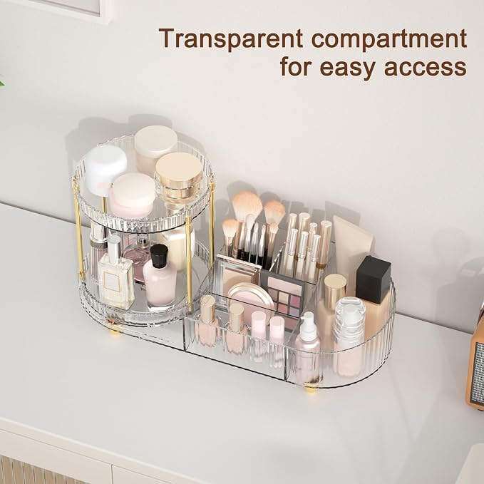 Makeup Organizer Countertop for Vanity, Rotating Perfume Tray - Image 4