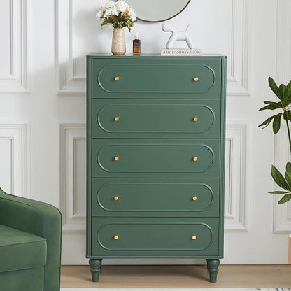 5 Drawer Fluted Dresser for Bedroom, Mid Century Modern Chest of Drawers - Image 5