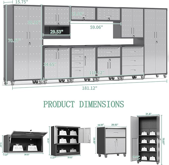 Metal Tool Cabinet, Garage Storage Cabinet System, Wall Cabinet & Locking - Image 2