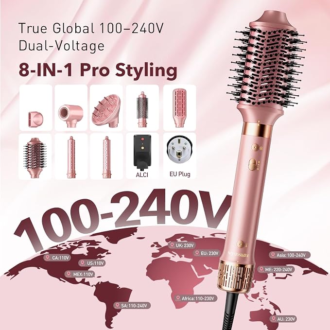 Dual Voltage StyleVibe 8-in-1 Air Styler, Hair Dryer & Blow Dryer Brush - Image 4